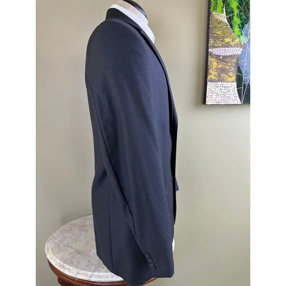Calvin Klein 44L Men Blazer Dark Grey Sport Coat 2 Button 1 Vent pin stripe - Picture 5 of 14
